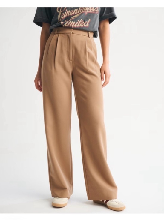 Abercrombie & Fitch Pants - Abercrombie Sloane Tailored High Waisted Wide Leg Trousers Neutral Preppy Office